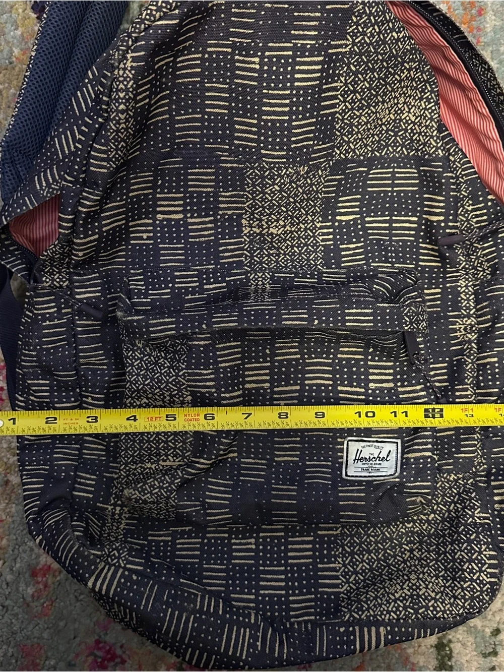 Herschel Supply Company Navy Patterned Backpack with Front Pocket